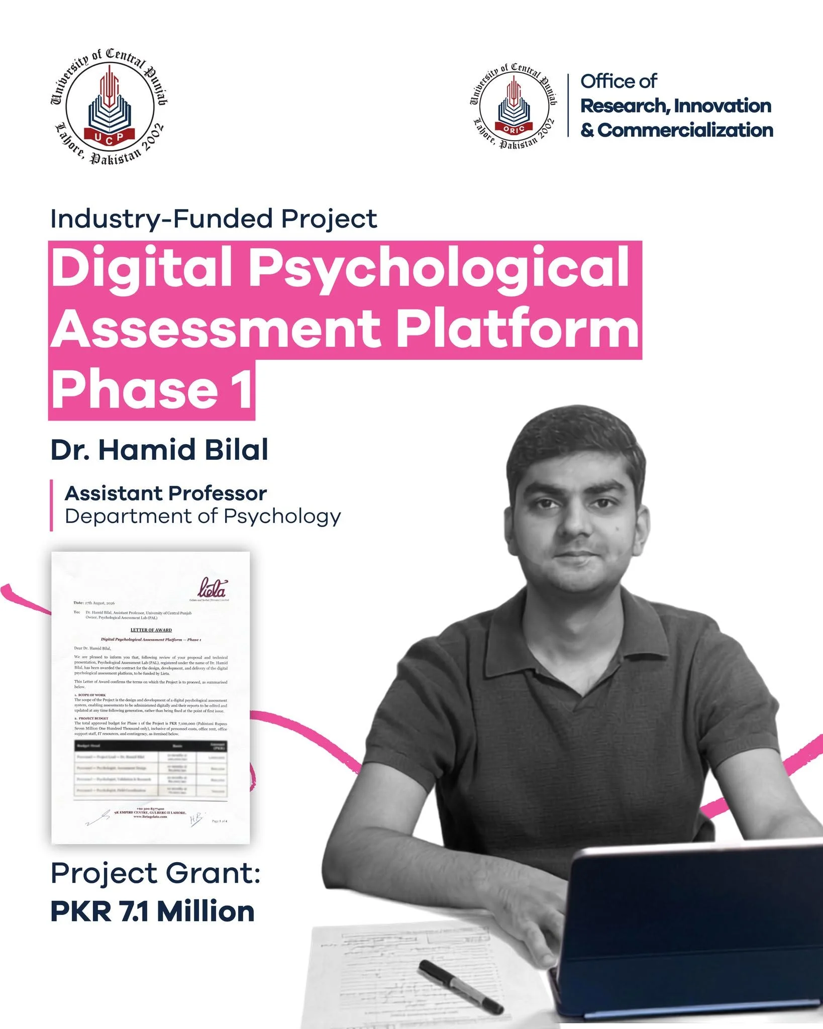 Digital Psychological Assessment Platform – Phase 1 | Dr. Hamid Bilal | PKR 7.1 Million Grant